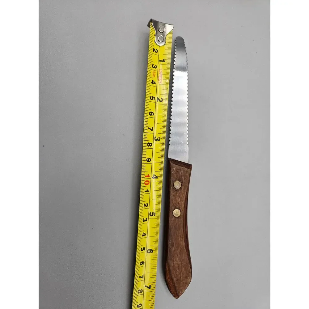 Vintage Ekco Grapefruit Knife Stainless Steel Wood Handle Double Sided Serrated